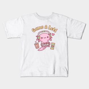 Cute Axolotl Gamer Game A Lotl Funny Pun Kids T-Shirt